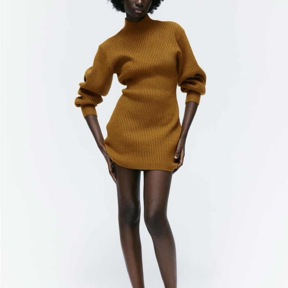 H&M Mustard Ribbed Knit Dress